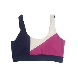 Wilo Colorblock Medium Support Sports Bra In Navy/Pink/White, NWT
